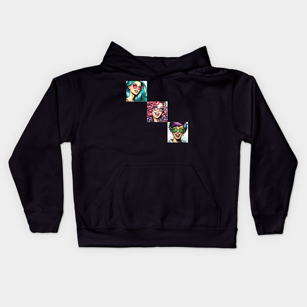 Volti di Donna 23 | Female faces 23 Kids Hoodie by Betta's Collections